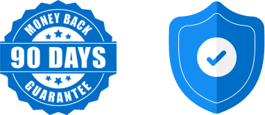 90 day money back guarantee symbol with blue shield