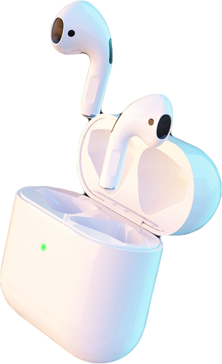 white wireless Bluetooth earphones with white case